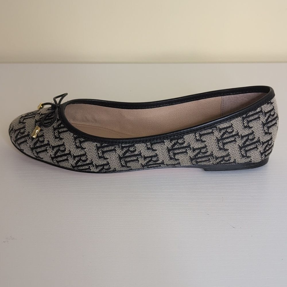 Lauren Ralph Lauren Size 7 Jayna II Ballet Flat Monogram Jacquard, NEW - Picture 10 of 12